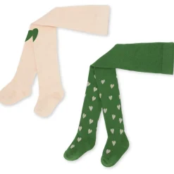 Konges Sløjd 2 Pak Jacquard Strompebukser - Mon Amour/Green*Born Sokker & Undertøj