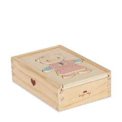 Konges Sløjd Bamseudklaedningpuslespil I Trae - Dusty Pink* Pusler & Spil