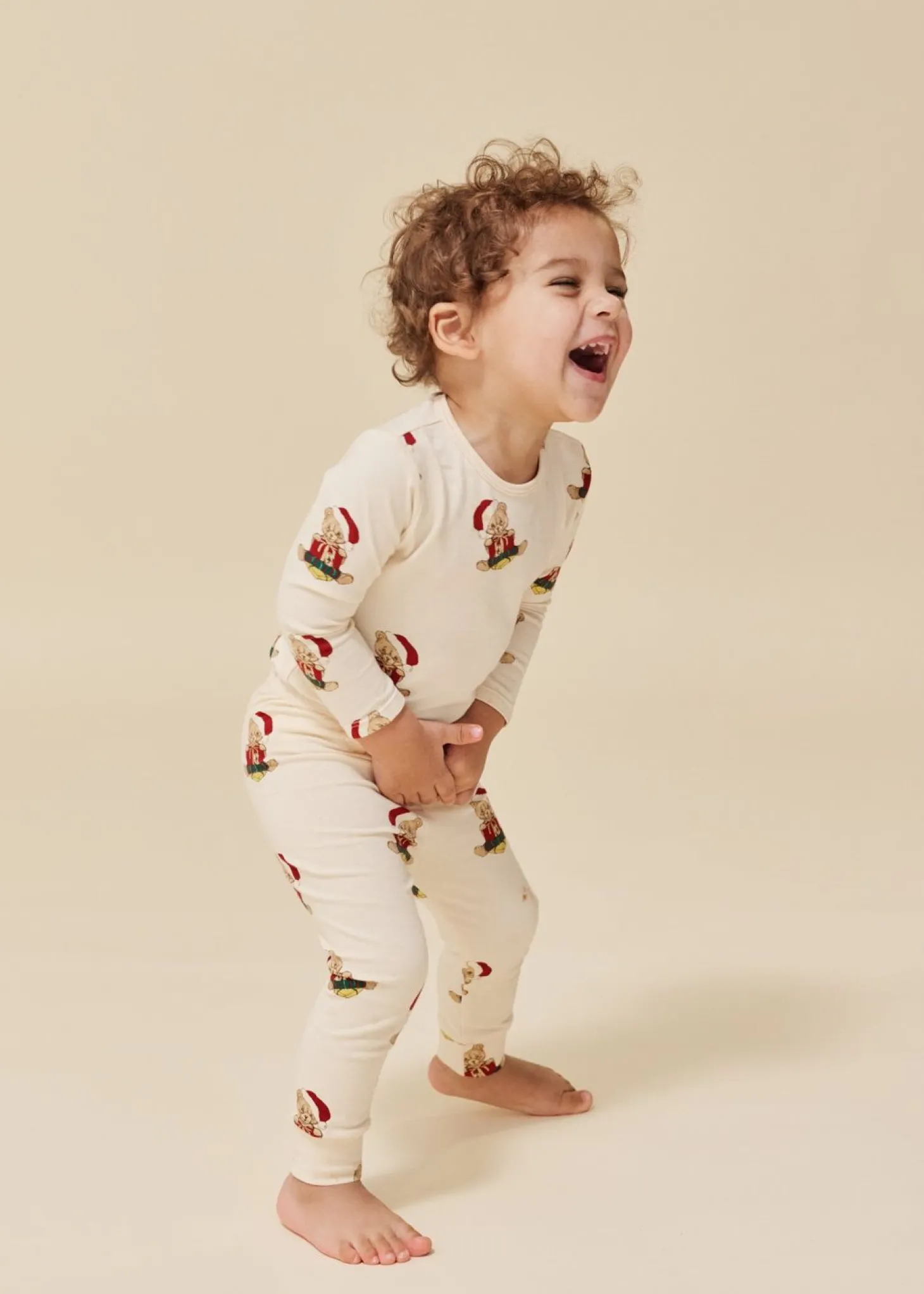 Konges Sløjd Basic Saet Med Bodystocking/Bukser - Christmas Teddy*Born Overdele