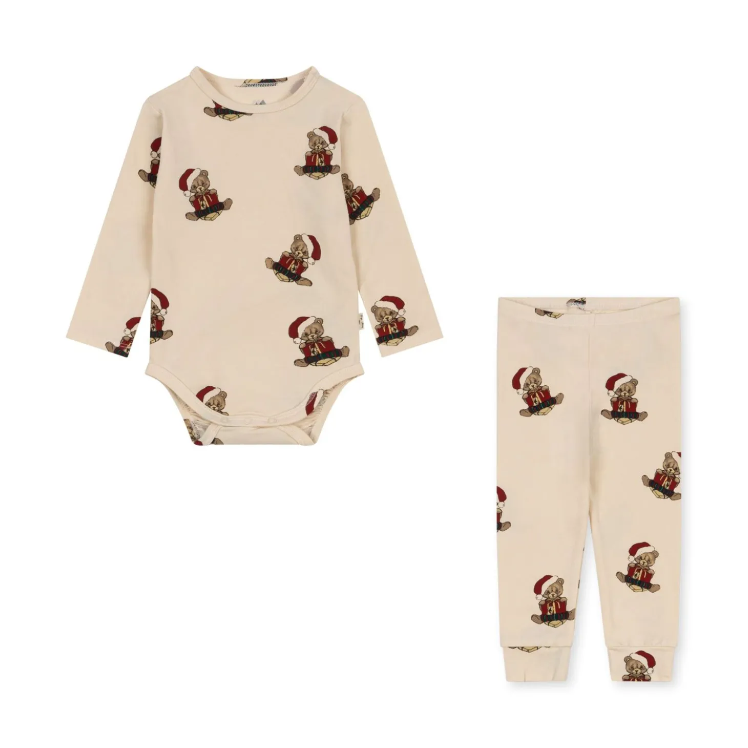 Konges Sløjd Basic Saet Med Bodystocking/Bukser - Christmas Teddy*Born Overdele