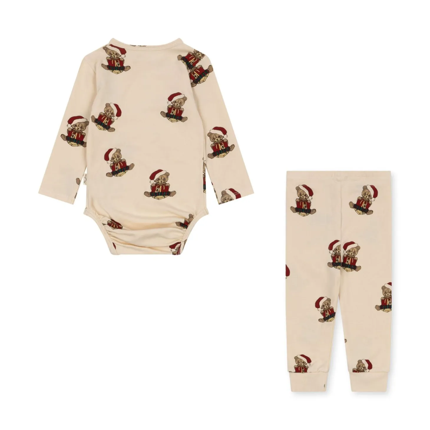 Konges Sløjd Basic Saet Med Bodystocking/Bukser - Christmas Teddy*Born Overdele