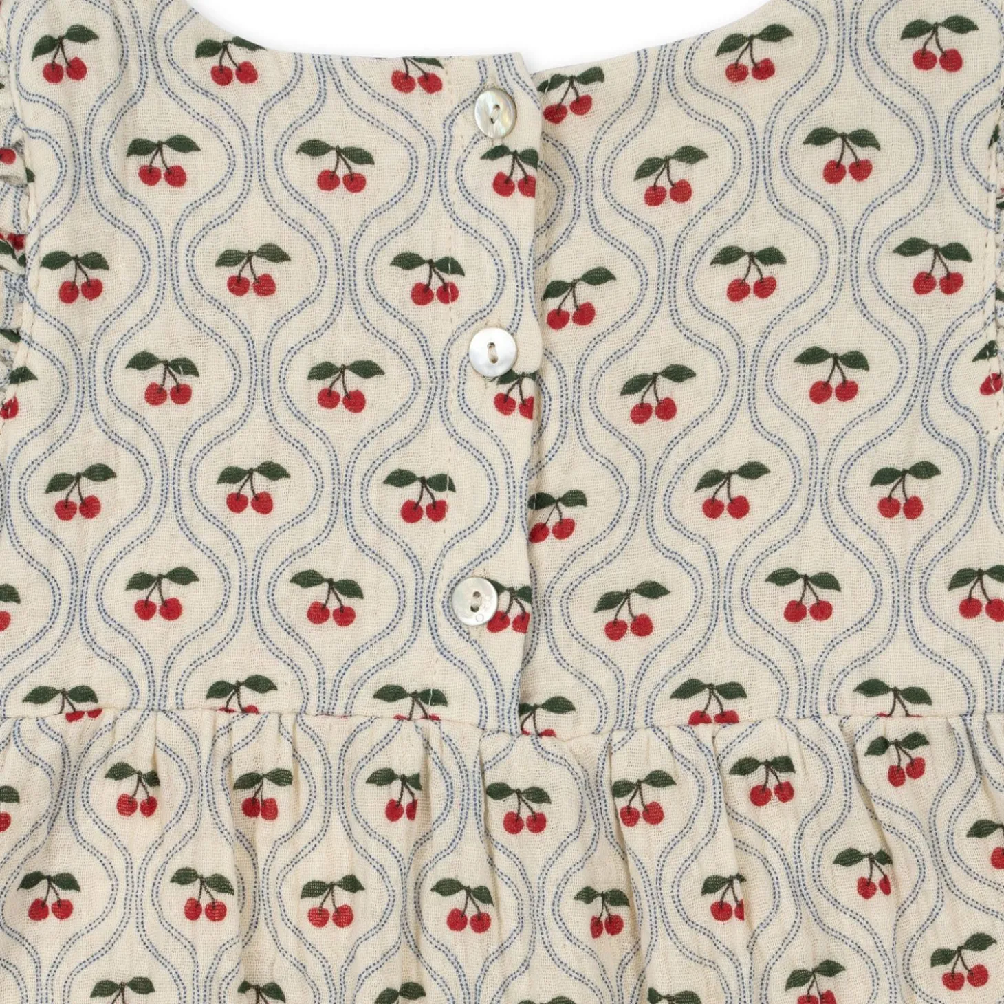 Konges Sløjd Coco Romper Med Flaeser - Cherry Motif*Born Heldragter