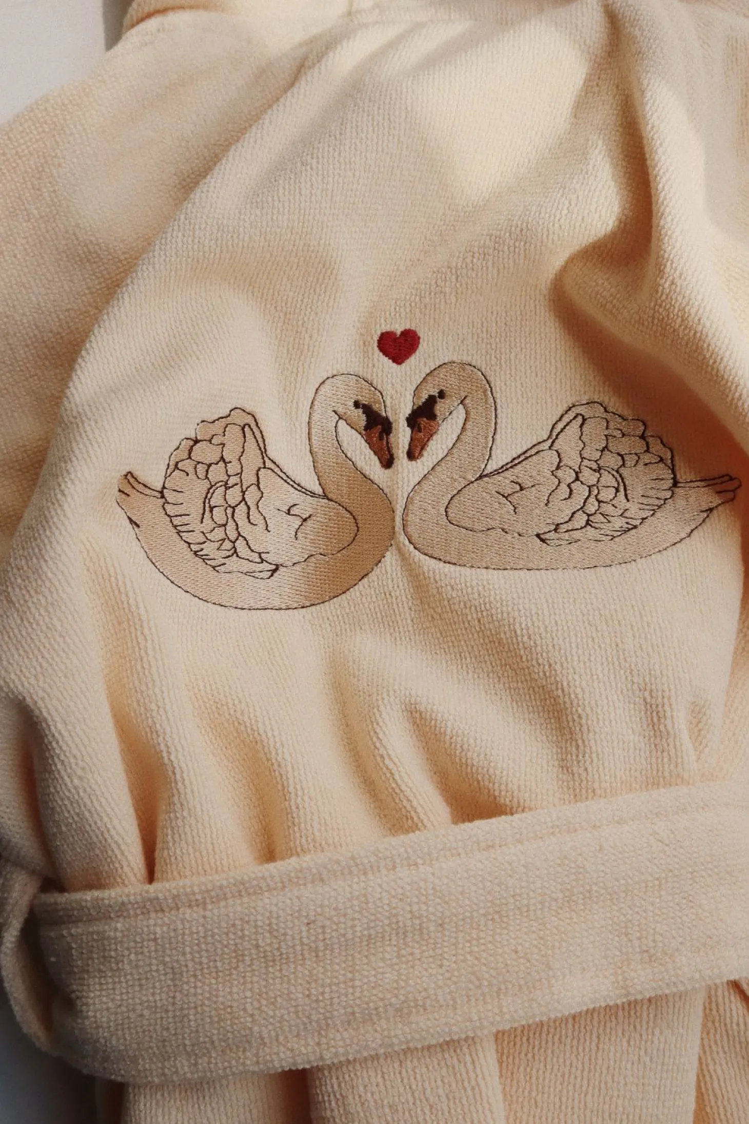 Konges Sløjd Frottebadekabe Med Broderi - Swan* Håndklæder & Badekåber