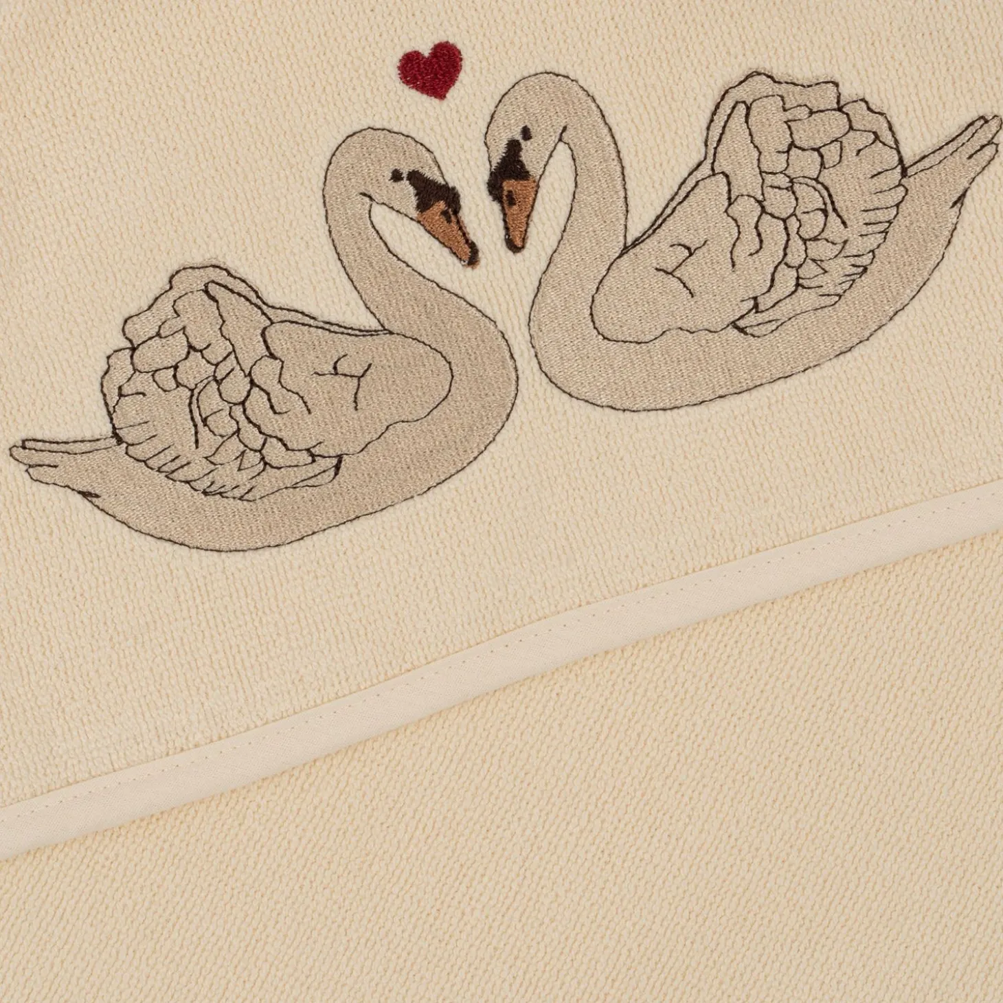 Konges Sløjd Frottehandklaede Med Broderi - Swan* Håndklæder & Badekåber