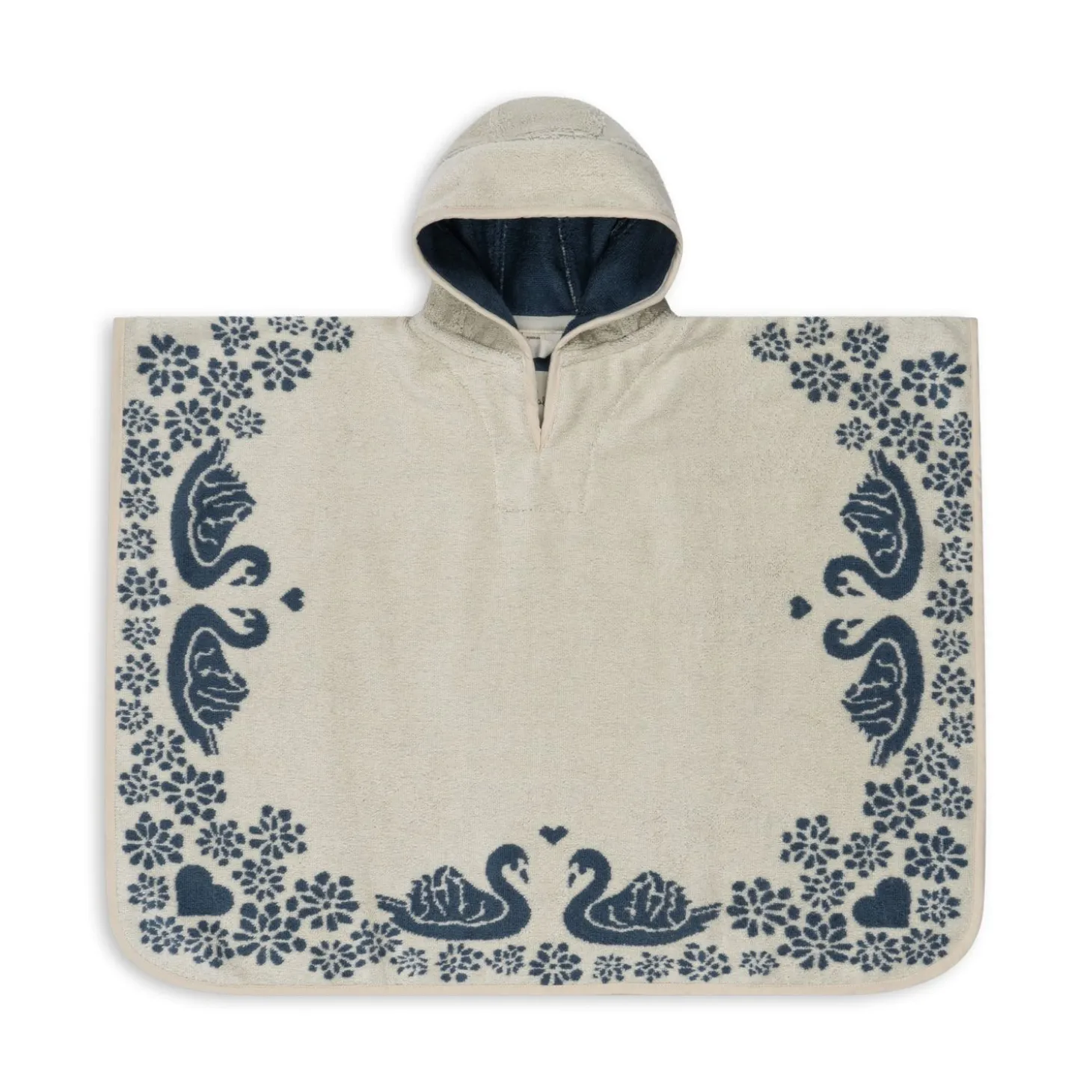 Konges Sløjd Frotteponcho Med Jacquardmonster - Swan* Håndklæder & Badekåber