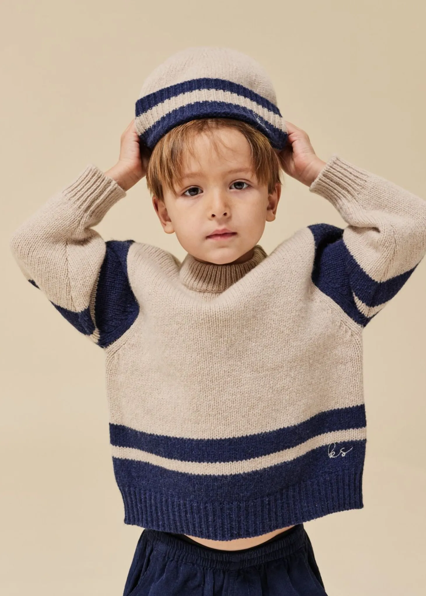 Konges Sløjd Hardy Strikket Hue - Beige Melange*Born Hatte & Huer