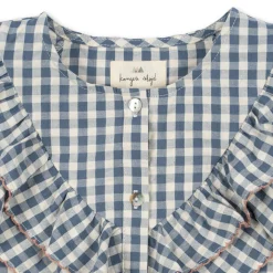 Konges Sløjd Kim Ss Skjorte Med Flaeser - Captains Blue Check*Born Overdele