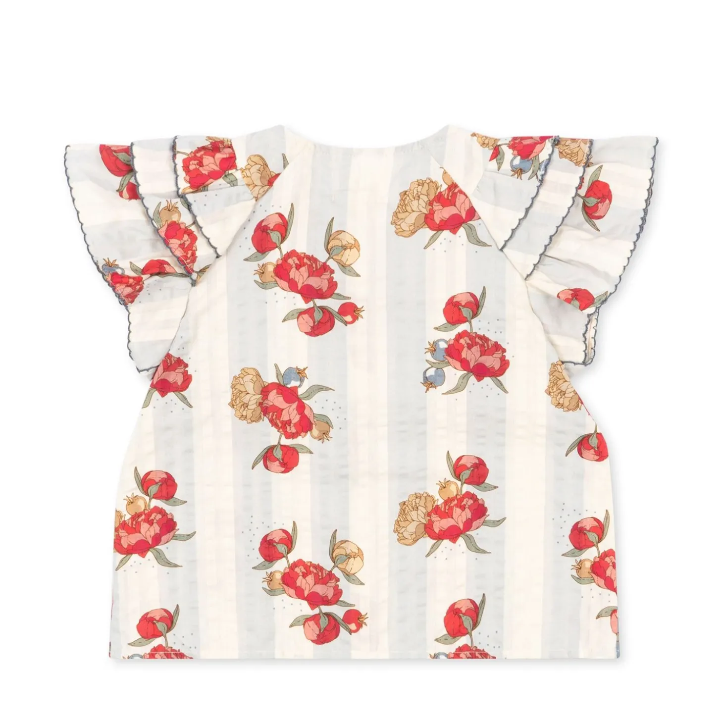 Konges Sløjd Kim Ss Skjorte Med Flaeser - Peony Stripe*Born Overdele