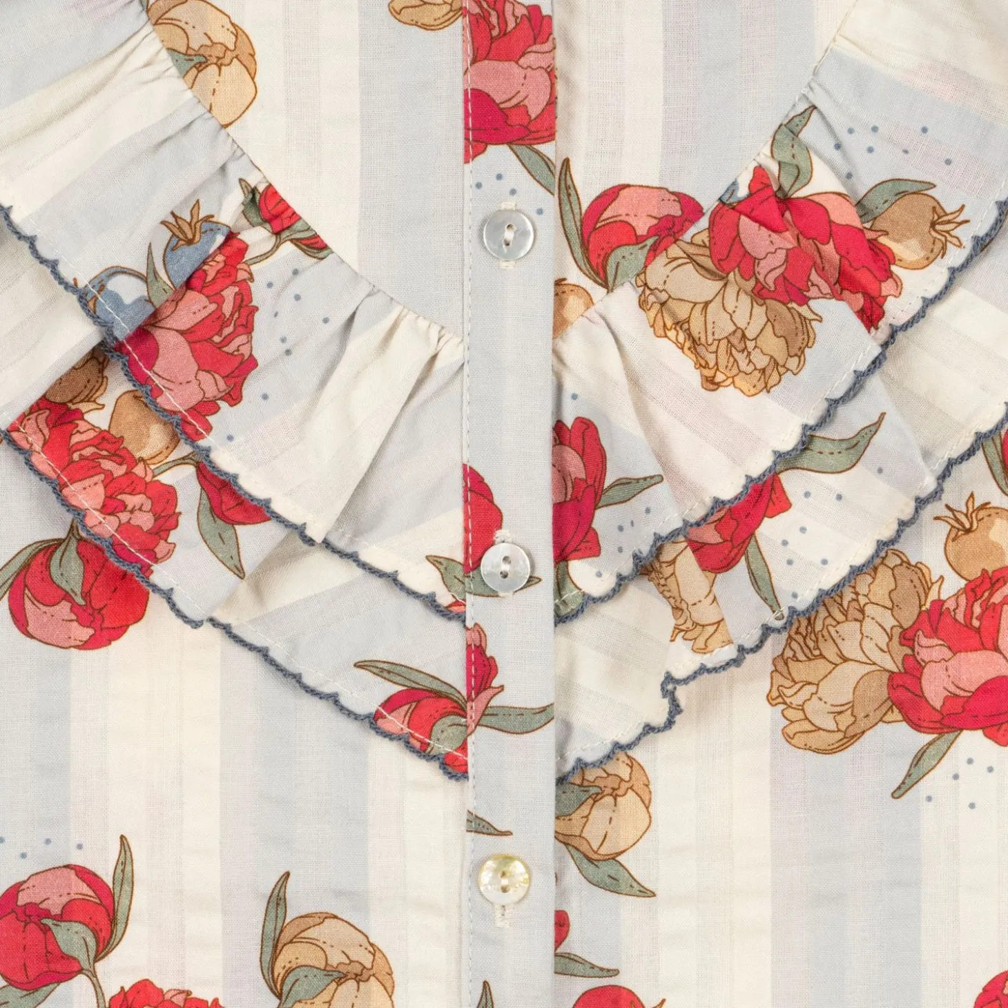 Konges Sløjd Kim Ss Skjorte Med Flaeser - Peony Stripe*Born Overdele