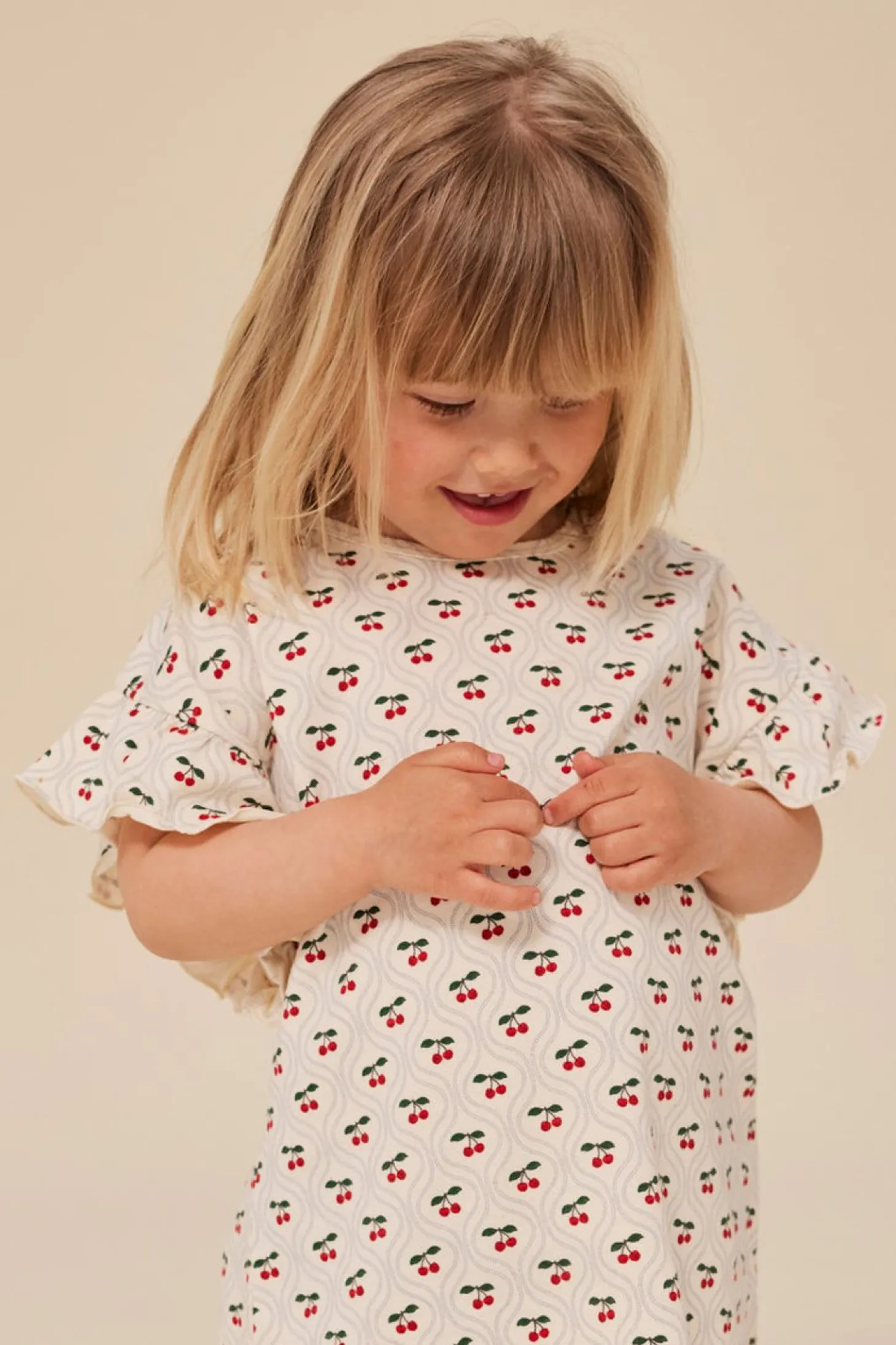 Konges Sløjd Lin Kjole - Cherry Motif*Born Kjoler & Nederdele