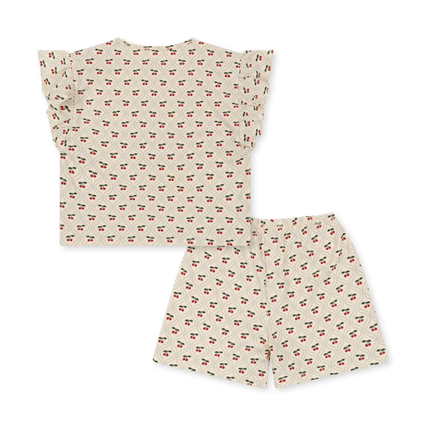 Konges Sløjd Lin Saet Med Flaeser - Cherry Motif*Born Overdele