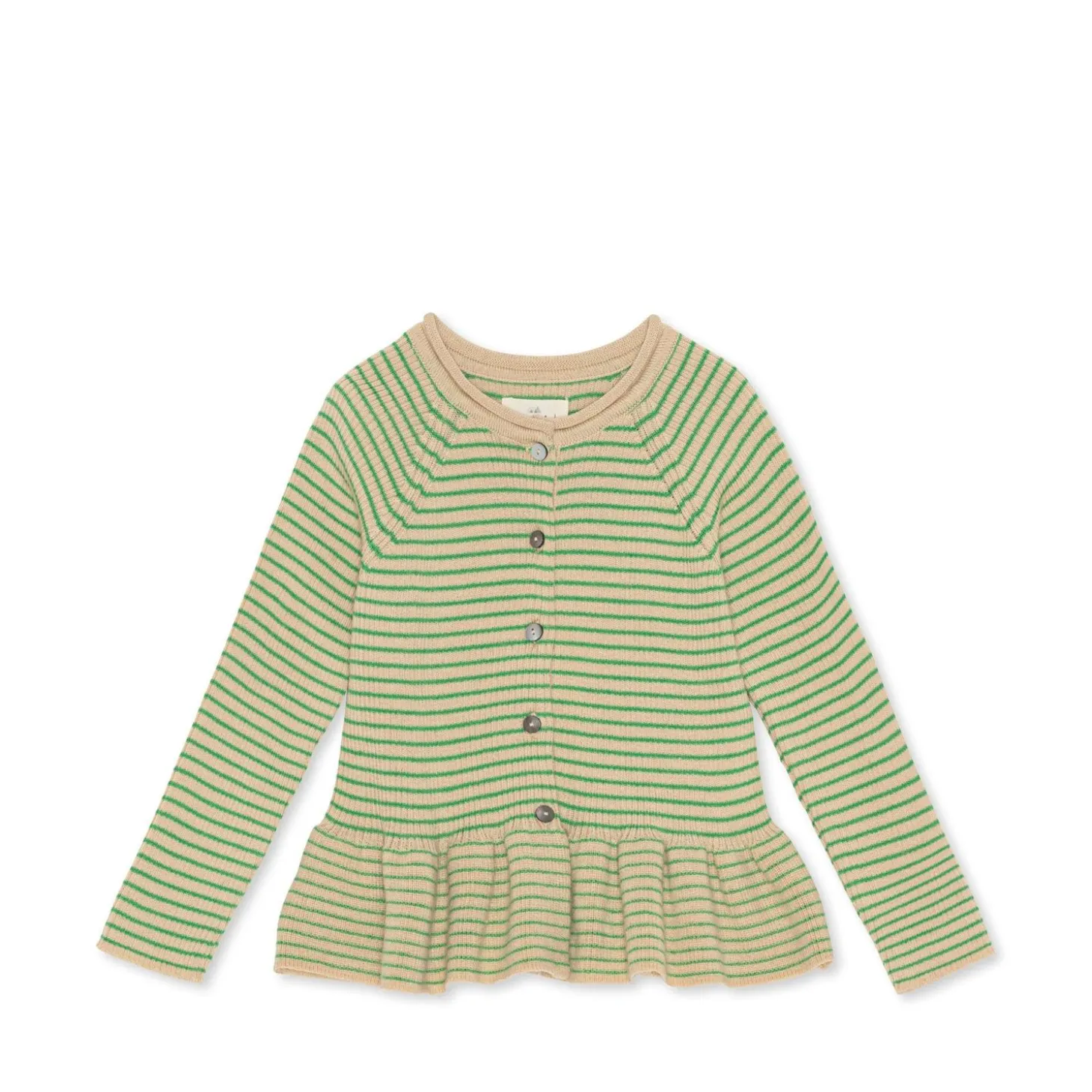 Konges Sløjd Meo Cardigan Med Flaeser - Medium Green Stripe*Born Cardigans