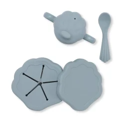 Konges Sløjd Muslinge Spisesaet I Silikone - Light Blue* Borddaekning