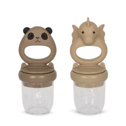 Konges Sløjd 2-Pak Maddispenser Til Frugt Drage Og Panda - Warm Clay/Shitake* Bideringe