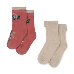 Konges Sløjd 2-Pak Sokker Med Hul- Og Jacquardmonster - Pink*Born Sokker & Undertøj