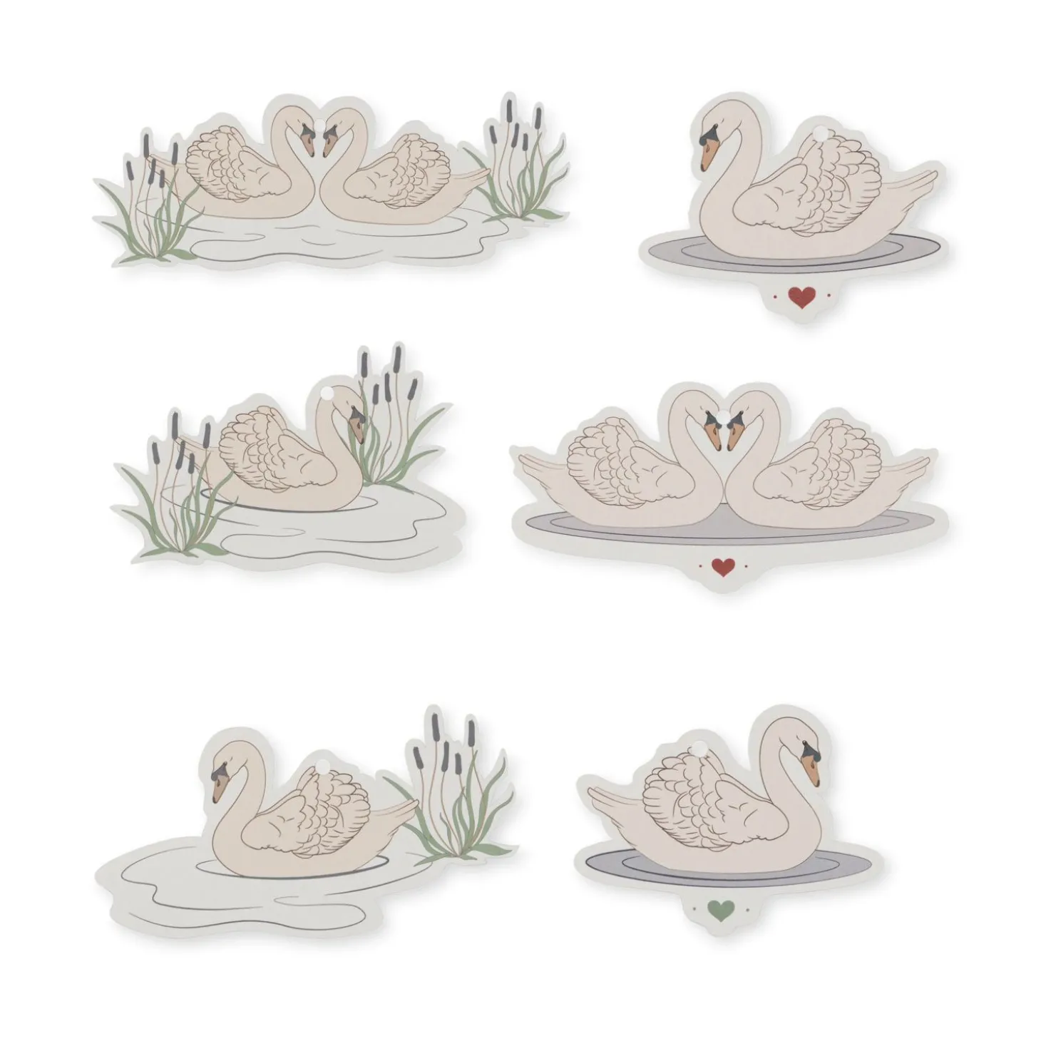 Konges Sløjd 12-Pak Til-Og-Fra-Kort, - Swan* Dekoration & Indretning
