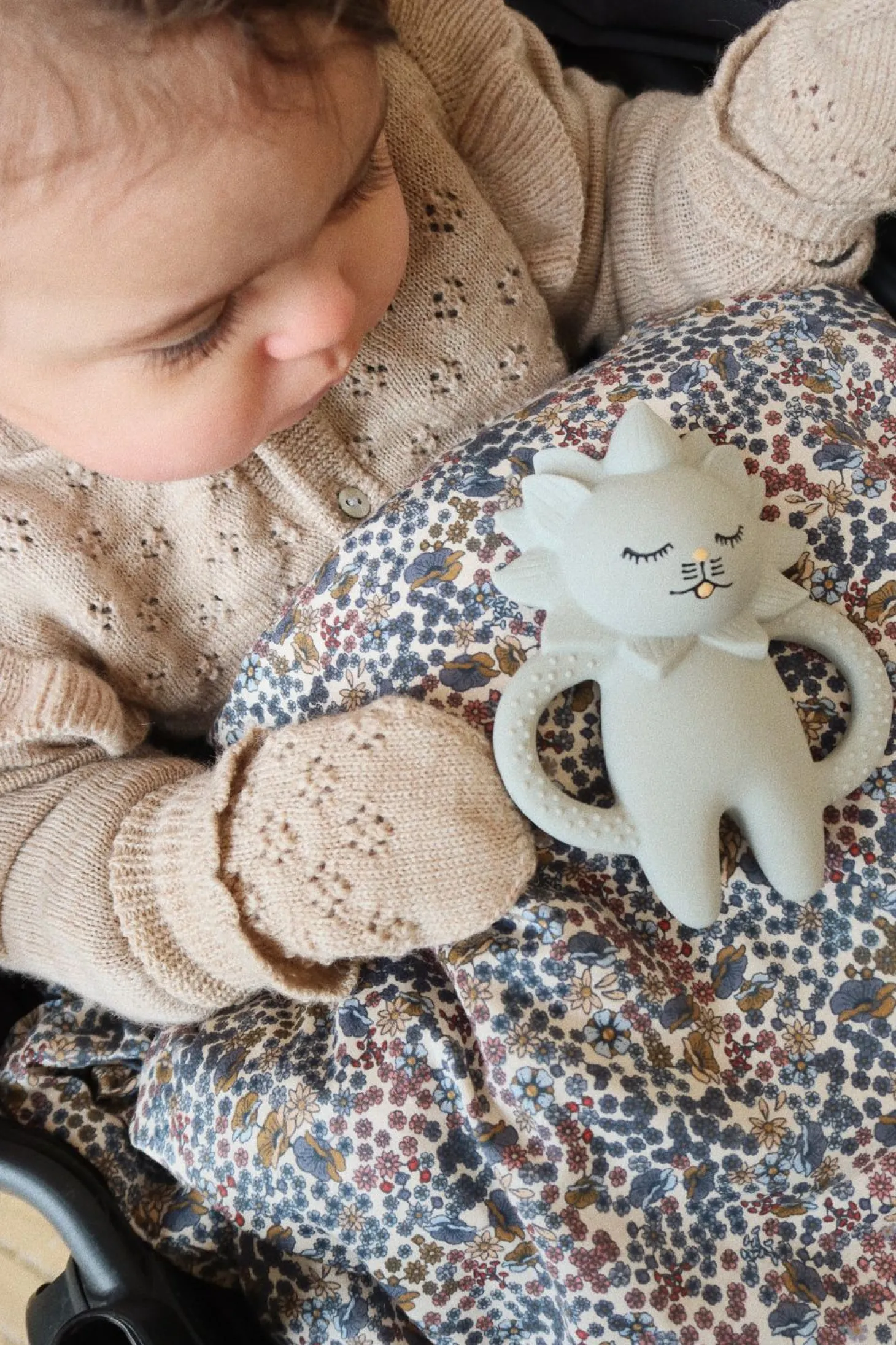 Konges Sløjd Tomama Vanter Med Hulmonster - Beige Melange*Born Vinter-Accessories