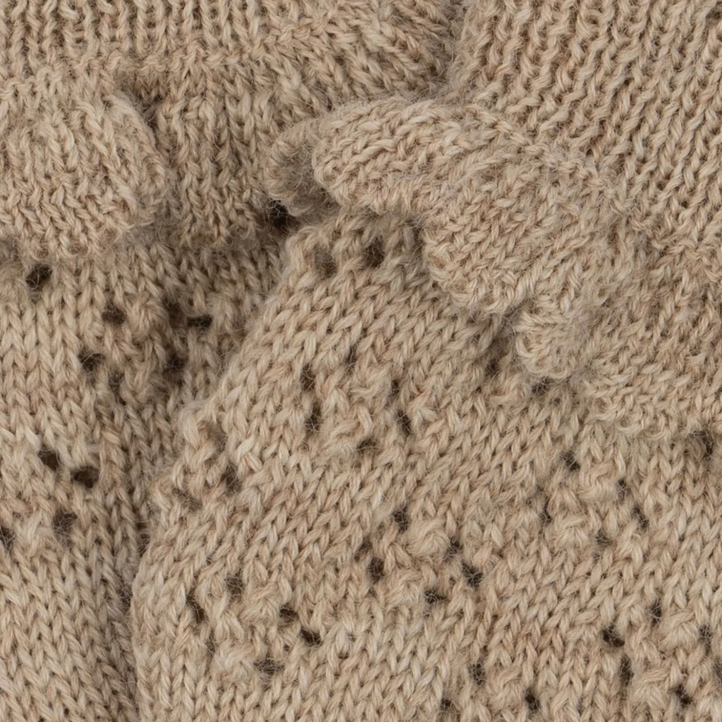 Konges Sløjd Tomama Vanter Med Hulmonster - Beige Melange*Born Vinter-Accessories